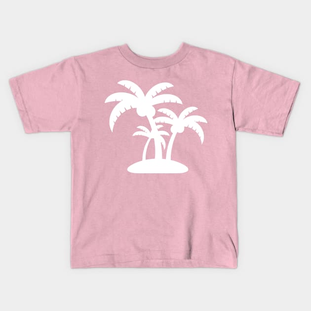 White Coconut Tree Summer Tropic Design on Pink Kids T-Shirt by Syressence